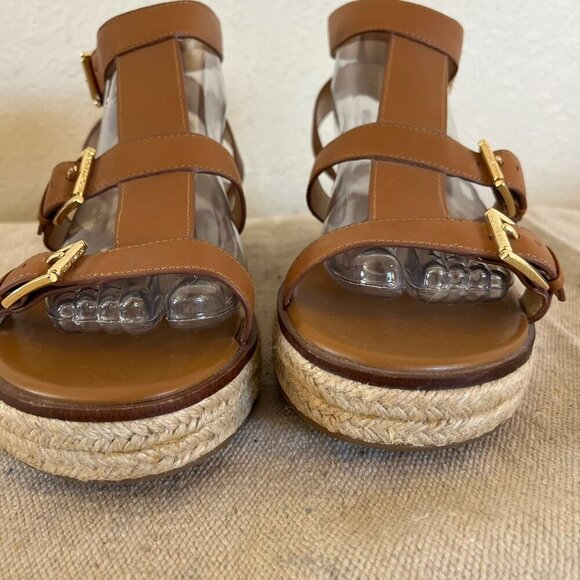 Michael Michael Kors Brown Leather Cunningham Summer Sandals Sz 9 - Picture 4 of 9